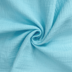 Ткань Муслин Жатый, цвет Небесно-голубой (на отрез)  в Камышине