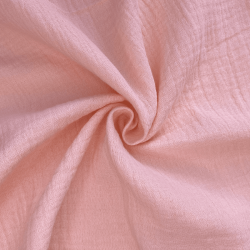 Ткань Муслин Жатый, цвет Нежно-Розовый (на отрез)  в Камышине
